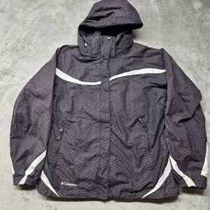 Columbia Hooded Interchange Shell Jacket Womens M Black Geometric Print WL7055